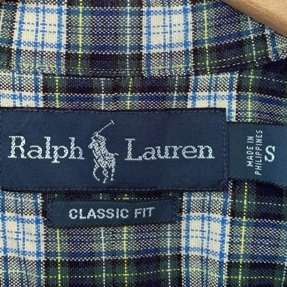Ralph Lauren Navy Plaid Classic Fit Oxford Shirt - Picture 8 of 8